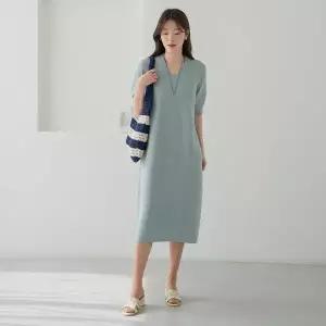 [마담4060]엄마옷 마담4060 반소매브이넥니트 여성 데일리 원피스 -ROP2604006-..