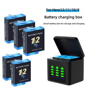 고프로 히어로 12 11 10 9 모션 카메라용 배터리 2000mAh 고속 충전기 박스 충전식 액세서리