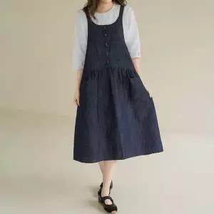 [마담4060]엄마옷 마담4060 [내추럴포엠]꽃단추데님 여성 데일리 원피스 -ROP2604007-..