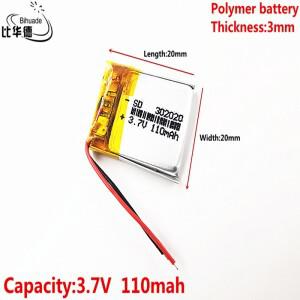 3.7V 110mAh 302020 리튬 폴리머 리튬-Mp3 MP4 MP5 GPS PSP 모바일 블루투스 용 Po 이온 충전식 배터리 셀