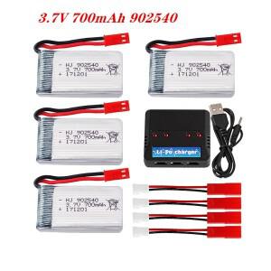 3.7V 750mAH 902540 MJXRC X400 Huajun HJ819 X25 RC 항공기 쿼드콥터 예비 부품용 충전기가 있는 Lipo 배
