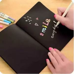 사진 앨범 노트 스케치북 일기 낙서 소프트 커버 검은 종이 스케치 북 DIY 스크랩북 사무실 학교