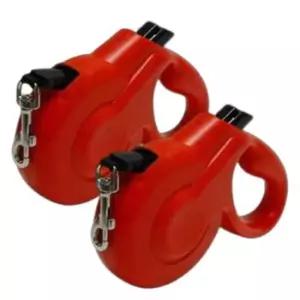 [반려] 강아지 편리한 레드 자동줄 리드줄 산책 2P 외출 심플 XS