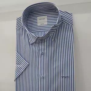 [예작]예작 23S/S 네이비 면,폴리 혼방/스냅단추 슬림핏 반팔셔츠 YJ3MBS260_SC