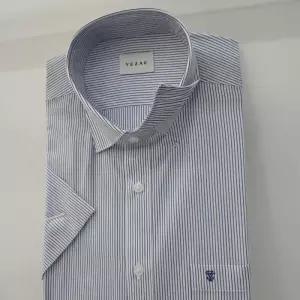 [예작]예작 23S/S 네이비 코튼폴리/초크ST/스냅단추 일반핏 반팔셔츠 YJ3MBR208_SC