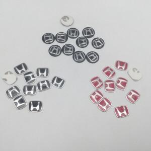 100개 3D 14mm 자동차 키 케이스 배지 버튼 로고 직선형 접이식 리모컨 키체인 교체 스티커