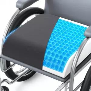 컴피인러브 휠체어 시트 쿠션 - 미끄럼 방지 바닥 및 세척 가능한 커버가 있는 쿨링 젤 메모리 폼 오피스