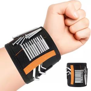 나사를 고정하는 1PC 나일론 마그네틱 손목밴드 가벼운 자석으로 못 드릴 비트 - 아빠 남편 장인을 위한