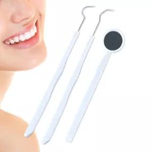 치과 도구 세트 3피스 거울 포함 전문 일회용 플라스틱 위생 청소 키트 구강 관리 교정 용품 프로브