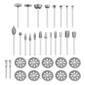 예타하 다이아몬드 버 세트 드멜 로터리 툴 1/8인치 다이 그라인딩 커팅 휠 스톤 유리 타일 보석 조각 암석