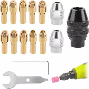 드레멜용 15Pcs 4486 드릴 척 콜렛 세트 황동 너트가 장착된 키리스 퀵 체인지 로터리 툴 키트 3000 4000