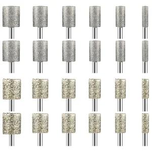 24PCS 다이아몬드 연삭 비트 세트 스톤 카빙 60그릿 연마 키트 회전 도구 액세서리 1/8 3mm 샹크 버 우드