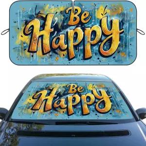 해피 아트워드 자동차 전면 유리창 햇빛 가리개 재미있는 소설 블루 옐로우 히트쉴드 태양 그늘막 광선