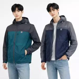 [디바옴므]배색 후드 탈부착 바람막이 자켓 점퍼 기능성 남자 남성 항공 등산