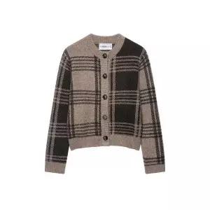 봄 캐주얼 여성용 하프 니트 코트 쇼트 체크 MF1