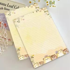 30장 B5 봄귀여운곰돌이 줄지어 있는 필기용지 노트 메모 적합합니다