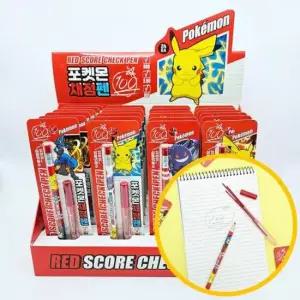 [문구/오피스] 1500 포켓몬 채점펜 세트 24개입 1박스-빨간펜 2mm 학교 학원 시험지 채점 필기구