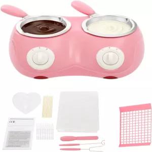 초콜릿 멜팅 포트 110V 소형 전기 캔디 멜터 9개의 몰드 포함 건조 매트 및 주걱 듀얼 바 만들기 또는 버터