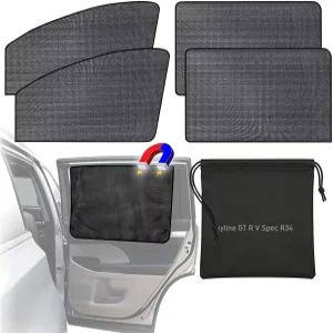 닛산 스카이라인 GT-R V-Spec R34 99-2002 오토 윈도우 선쉐이드와 호환되는 4PCS 카 사이드 전면 및