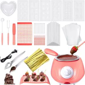 우미기 전기 멜팅 초콜릿 냄비 선물 세트 미니 퐁듀 분수 키트 멜팅과 DIY 몰드 및 액세서리로 캔디