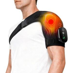 3가지 진동 모드가 있는 티즈위스 어깨 온열 패드 휴대용 전기 무선 마사지기 랩 이상적인 남성 여성 시니