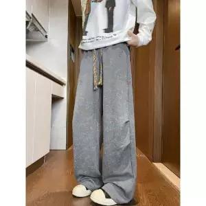 아이언하트 팬츠 남사친 남성용 회색 가을 빈티지 디스트로이드 트레이닝 트레이닝복 KKE3