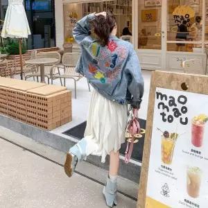 무천도사 여성용 여성 청 가을 빈티지 긴팔 싱글 코트 상의 터틀넥 자켓 KKE3