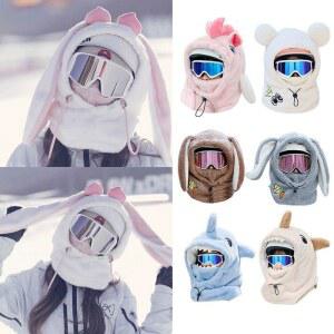 스노우보드헬멧커버 일체형 후드 스키장 캐롯 그레이래빗 목도리 프리사이즈 귀달린