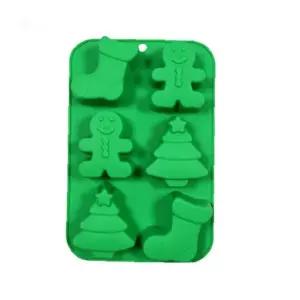초록색 유연한 재질 성형틀 6구 겨울 나무 모양 디저트 제작 가정용 베이킹