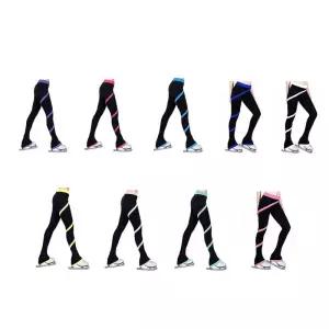 스케이트용품 롱 아이스 스케이팅 팬츠 고탄력 피부 팀 트레이닝 레깅스 로즈 레드 XXXS