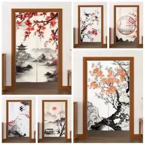 흡음커튼 방음 커튼 식 매화 문 침실 거실 현관 파티션 린넨 도어 주방 입구 걸이형 하프