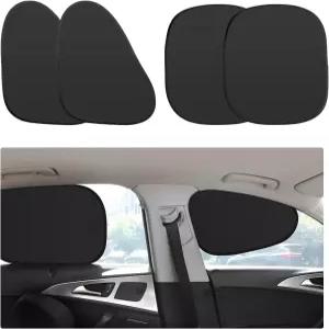 Sun Wer 4 PCS 자동차 창문 그늘막 정적 흡입 전면 및 후면 햇빛 가리개 접이식 자외선 차단 커버 여성