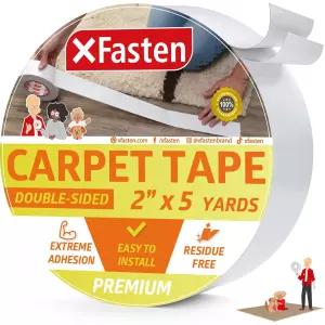 XFasten 양면 러그 그 테이프 2피트 x 5야드 3인치 코어 카펫 대 원목 바닥 인구가 많은 곳 사용하기 쉬운
