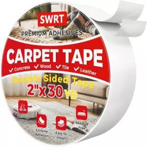SWRT 카펫 테이프 양면 2인치 x 30야드 하드우드 바닥용 헤비 듀티 미끄럼 방지 러그 그립 그로 작동