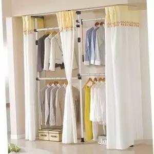 ( )정리 조립식 4단 커튼형 드레스 이동식 룸 행거 철제_24983950