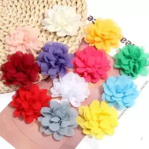 꽃철사 10개세트 5cm 쉬폰 꽃 패브릭 머리 파티 수제 의류 헤드웨어 용