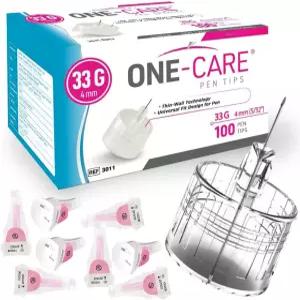원케어 펜 팁 33G x 4mm (5/32인치) ？ 초미세 디자인 얇은 벽 흐름 기술 트위스트 온 핏 개별 밀봉 100
