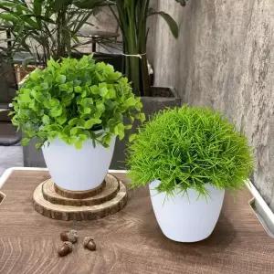 식물등 조명 화분 미니어처 식물 사무실 책상 침실용 그린 인공 분재