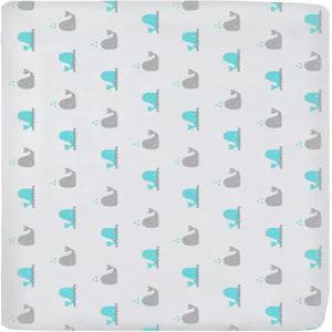 TL 케어 100 내추럴 통기성 면 저지 니트 핏 배시넷 시트 아쿠아 웨일 15인치 x 33인치 부드러운 남녀 공용