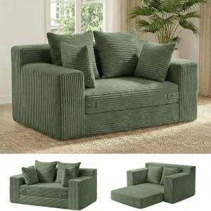 콜드루도 컨버터블 소파 침대 뼈 없는 2 in 1 러브시트 접이식 의자 및 이불 거실용 베개 4개가 있는 소형