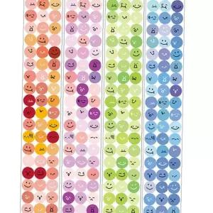 감정 표현 원형 컬러 이모티콘 스티커 4종 다이어리 꾸미기 플래너 일기 데코
