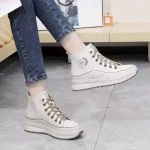 여성키높이 골프화 캐주얼 가죽 여름 방한 필드용 흰색 플랫