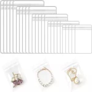 ZZHXSM 100개 작은 투명 PVC 주얼리 가방 플라스틱 지퍼 보관 포장용 녹 방지 밀봉 반지 귀걸이