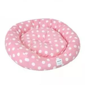 [반려] 강아지 원형 데일리 땡땡이 방석 핑크 대형 1P 고양이 쿠션