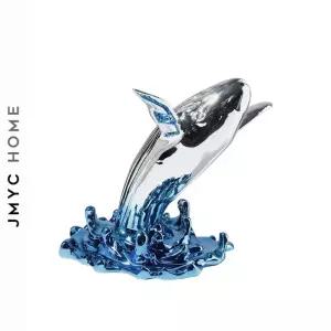 거실장식품 대형 고래 오브제 소품 돌고래 거실 선반 도금 현관 조각 조명