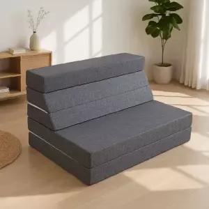 다단 폴딩 쿠션 매트 5단 거실용 좌식 소파 겸용 바닥 깔개 회색 모달 천연