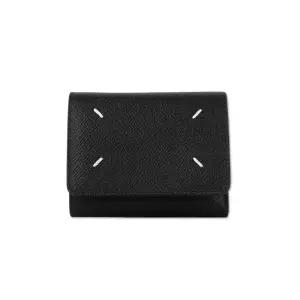 [명품] 지퍼 컴팩트 트라이폴드 여성 반지갑 블랙 SA3UI0017P4745T8013