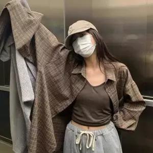 카라티 고급스런 여성 체크셔츠 후즈핏 클래식한체크 데이트