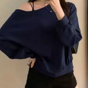 루즈핏 여성 오프숄더 맨투맨 라운드 여성 크롭 맨투맨 데일리 스웨트셔츠 루즈핏