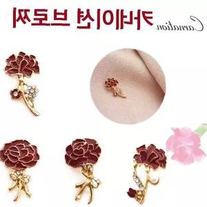꽃장식 핀 금속 코사지 어버이날 감사 선물용 장미 모티브 골드톤 브로치 액세서리